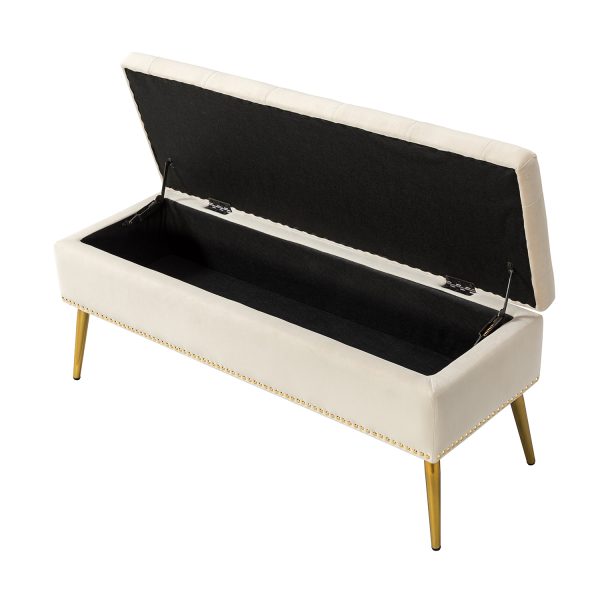 Achilles Tan Tufted Nailhead Storage Bench 3