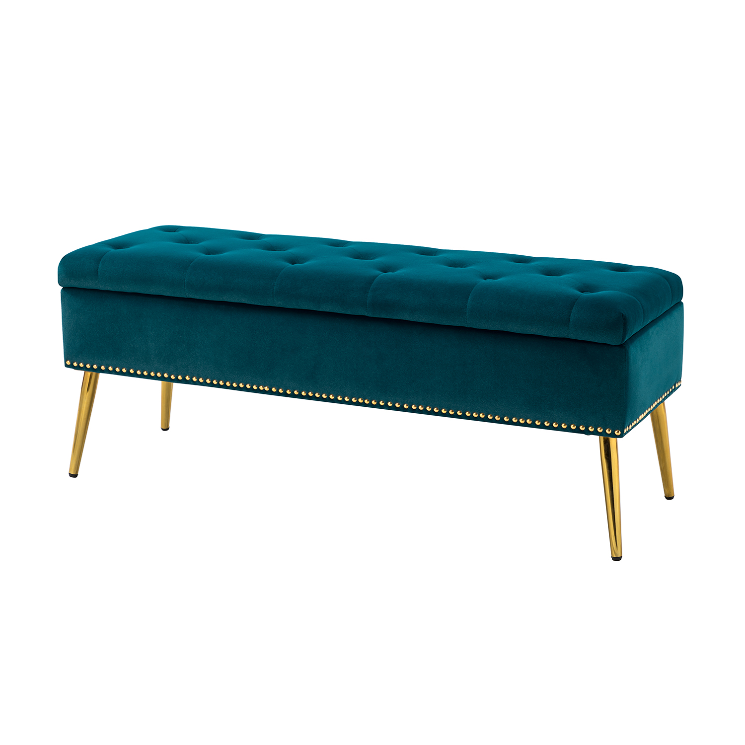 Achilles Teal Tufted Nailhead Storage Bench 2 Achilles Teal Tufted Nailhead Storage Bench - Image 2