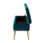 Achilles Teal Tufted Nailhead Storage Bench 8 Achilles Teal Tufted Nailhead Storage Bench