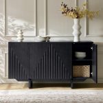 Adamo Black Embossed Modern Sideboard with Adjustable Shelves 8 Adamo Black Embossed Modern Sideboard with Adjustable Shelves