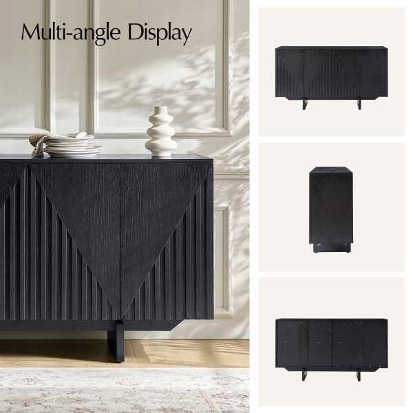Adamo Black Embossed Modern Sideboard with Adjustable Shelves 4