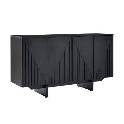 Adamo Black Embossed Modern Sideboard with Adjustable Shelves