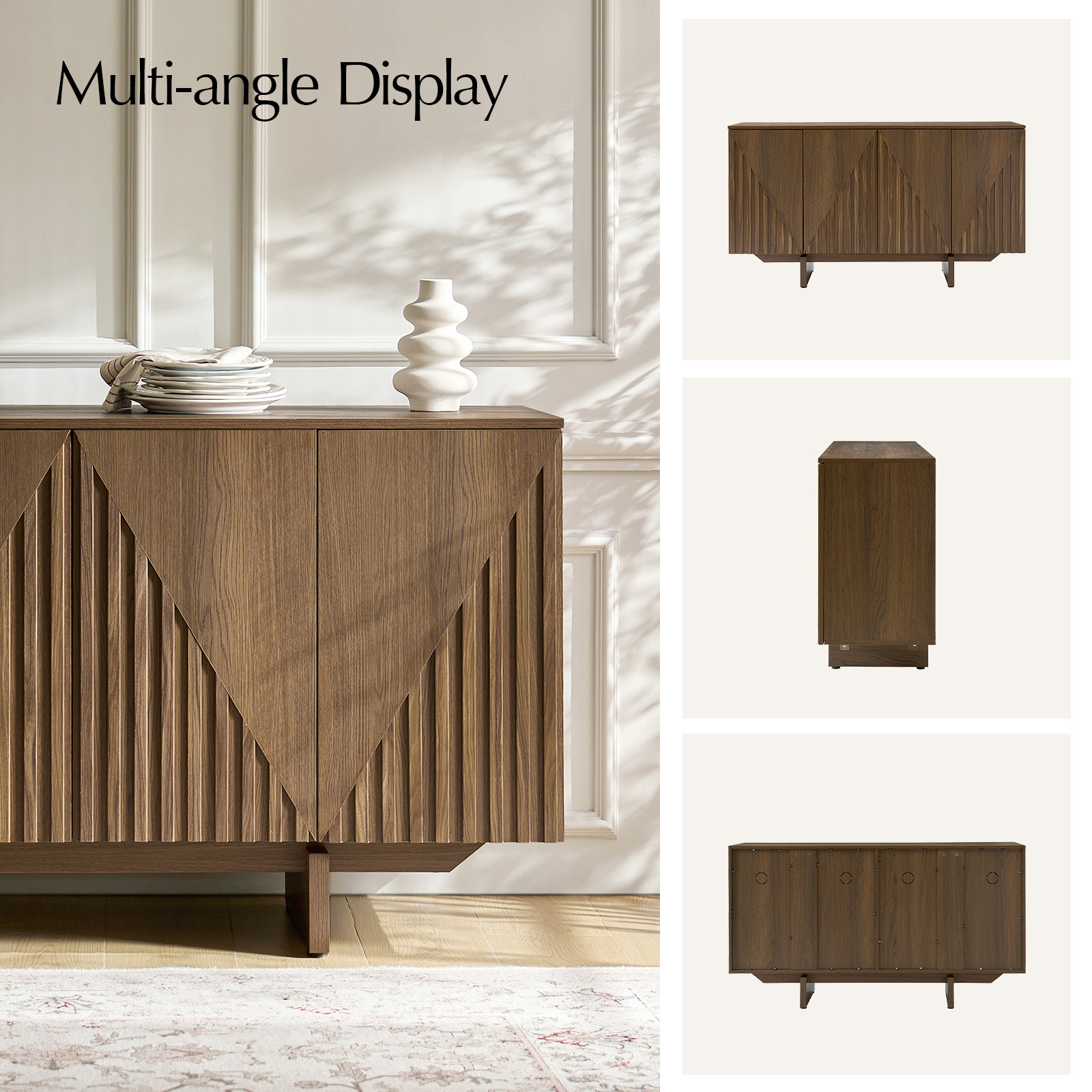 Adamo Embossed Texture Modern Walnut Sideboard 5 Adamo Embossed Texture Modern Walnut Sideboard - Image 5