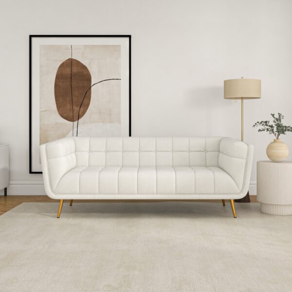 Beige Boucle Sofa with Metal Feet (Large)