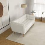 Beige Boucle Sofa with Metal Feet (Large)