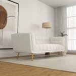 Beige Boucle Sofa with Metal Feet (Large)