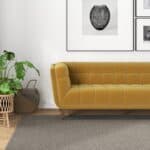 Large Gold Velvet Sofa with Solid Wood Frame
