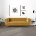 Large Gold Velvet Sofa with Solid Wood Frame