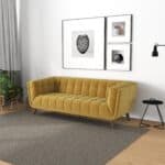 Large Gold Velvet Sofa with Solid Wood Frame