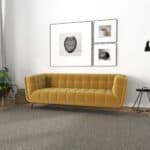 Large Gold Velvet Sofa with Solid Wood Frame