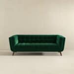 Grey Velvet Mid-Century Modern Sofa with Removable Legs