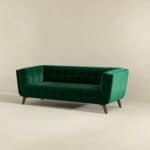 Grey Velvet Mid-Century Modern Sofa with Removable Legs