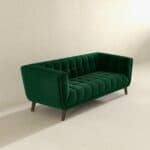 Grey Velvet Mid-Century Modern Sofa with Removable Legs