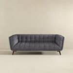 Large Grey Fabric Sofa with Mid-Century Modern Style