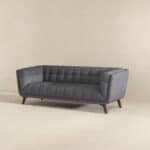 Large Grey Fabric Sofa with Mid-Century Modern Style