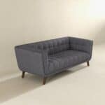 Large Grey Fabric Sofa with Mid-Century Modern Style