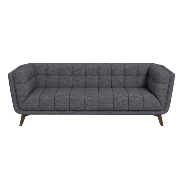 Large Grey Fabric Sofa with Mid-Century Modern Style