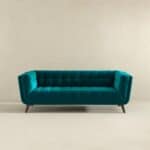Teal Boucle Sofa with Removable Legs for Tight Spaces