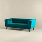 Teal Boucle Sofa with Removable Legs for Tight Spaces