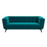 Teal Boucle Sofa with Removable Legs for Tight Spaces
