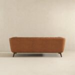 Brown Leather Mid-Century Modern Sofa with Removable Legs