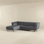 Grey Linen Left Sectional Sofa with Plush Foam Cushions
