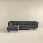 Grey Linen Left Sectional Sofa with Plush Foam Cushions