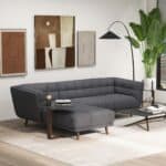 Grey Linen Left Sectional Sofa with Plush Foam Cushions
