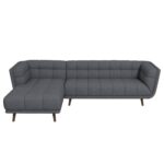 Grey Linen Left Sectional Sofa with Plush Foam Cushions