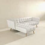 Cream Boucle Left Sectional Sofa with Plush Foam Cushions