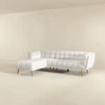 Cream Boucle Left Sectional Sofa with Plush Foam Cushions