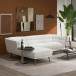 Cream Boucle Left Sectional Sofa with Plush Foam Cushions