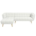 Cream Boucle Left Sectional Sofa with Plush Foam Cushions