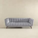 Gray Mid-Century Modern Fabric Sofa with Removable Legs