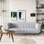 Gray Mid-Century Modern Fabric Sofa with Removable Legs