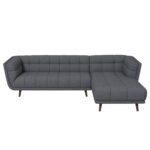 Grey Linen Right Sectional Sofa with High-Density Foam Cushions