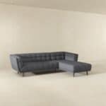 Grey Linen Right Sectional Sofa with High-Density Foam Cushions