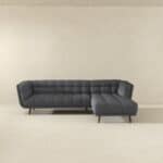 Grey Linen Right Sectional Sofa with High-Density Foam Cushions