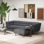 Grey Linen Right Sectional Sofa with High-Density Foam Cushions