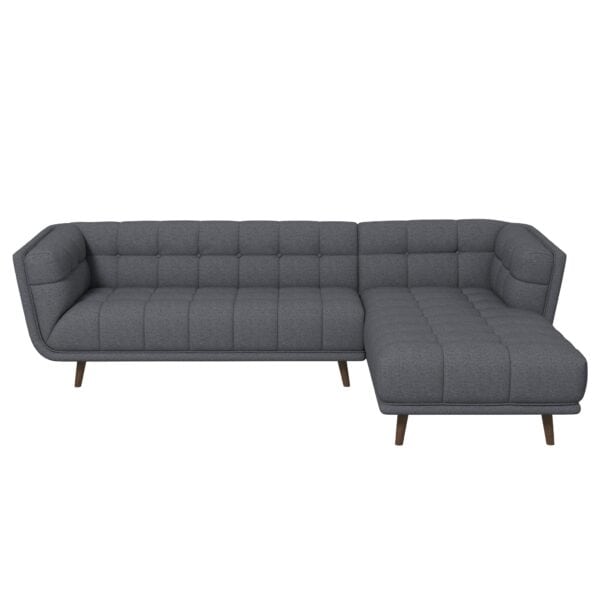 Grey Linen Right Sectional Sofa with High-Density Foam Cushions
