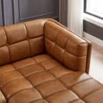 Cognac Leather Right Sectional Sofa Upholstered for Living Spaces
