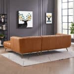 Cognac Leather Right Sectional Sofa Upholstered for Living Spaces