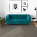 Small Teal Velvet Sofa with Solid Wood Legs