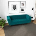 Small Teal Velvet Sofa with Solid Wood Legs