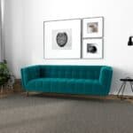 Small Teal Velvet Sofa with Solid Wood Legs