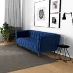 Blue Boucle Sofa with Metal Feet (Large)