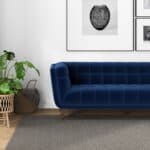 Blue Boucle Sofa with Metal Feet (Large)