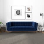 Blue Boucle Sofa with Metal Feet (Large)