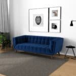 Blue Boucle Sofa with Metal Feet (Large)
