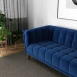 Blue Boucle Sofa with Metal Feet (Large)
